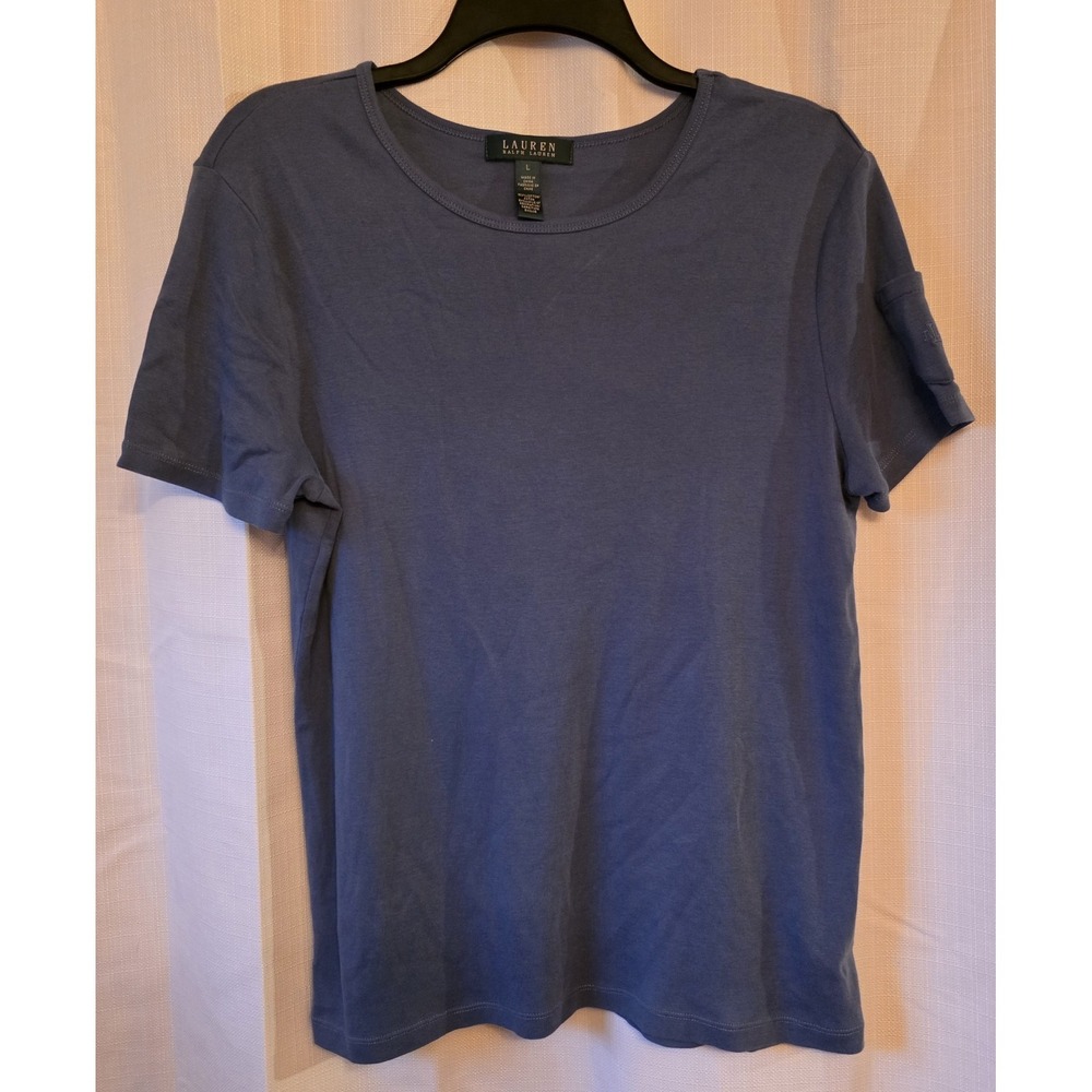 Lauren Ralph Lauren Women's Blue Shirt Sleeve Pocket Size‎ Large